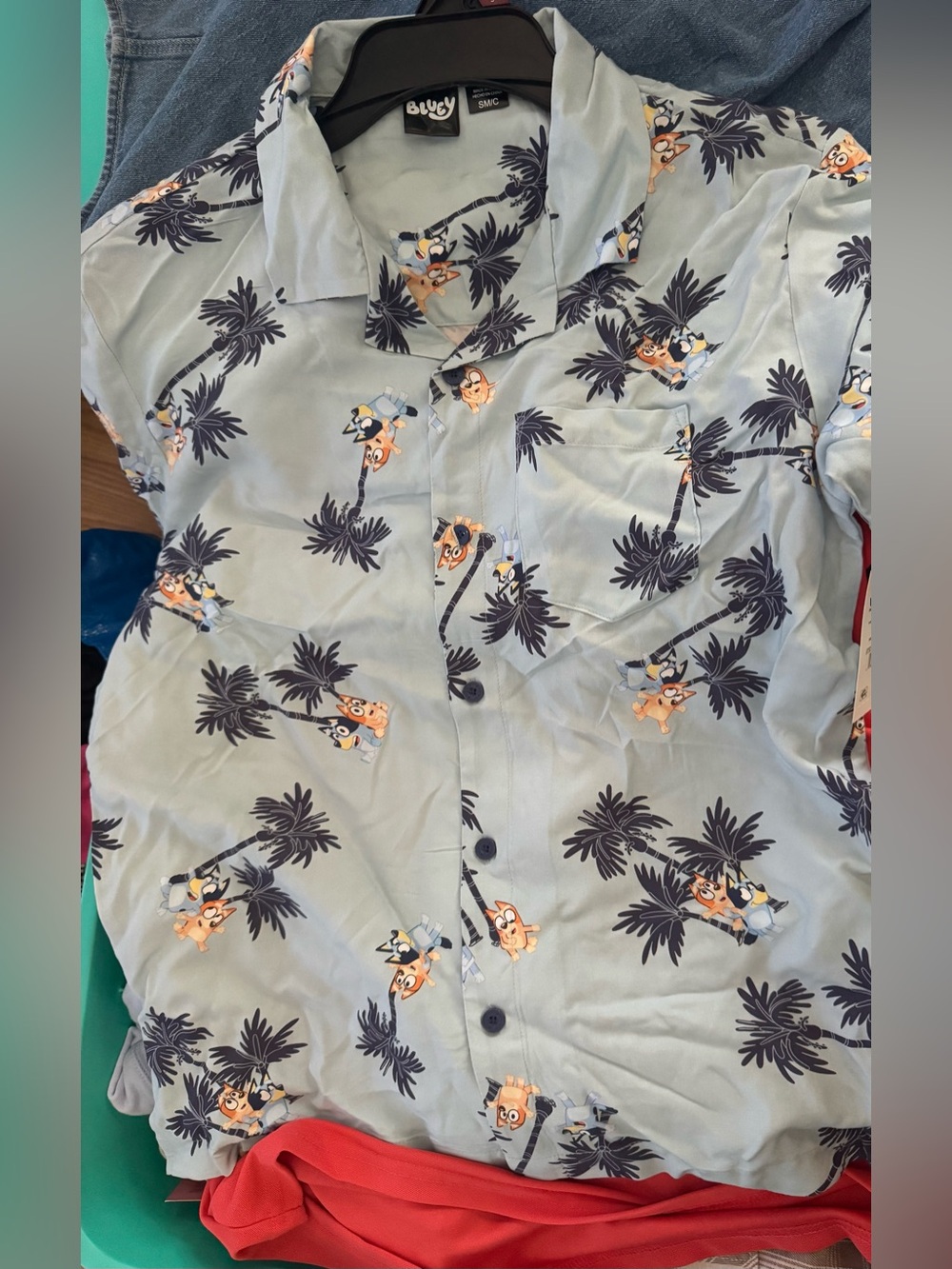 Bluey Men's Graphic Button-Up Shirt,